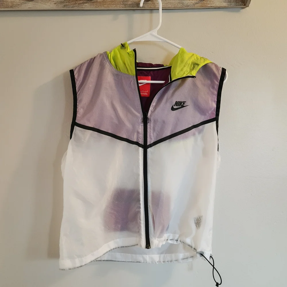 Nike Purple and Neon Green Sleeveless Vest Large